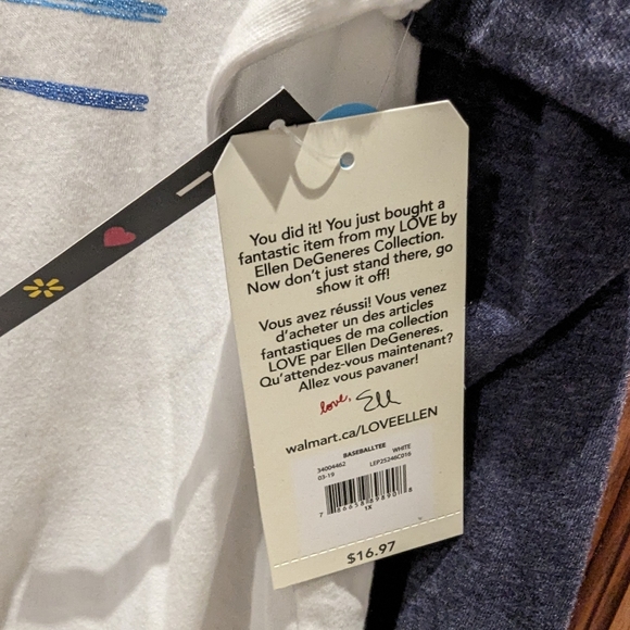 Ellen DeGeneres 3/4 sleeve top. Stripes on front. Pride colours. - Picture 6 of 6